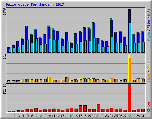 Daily usage for January 2017