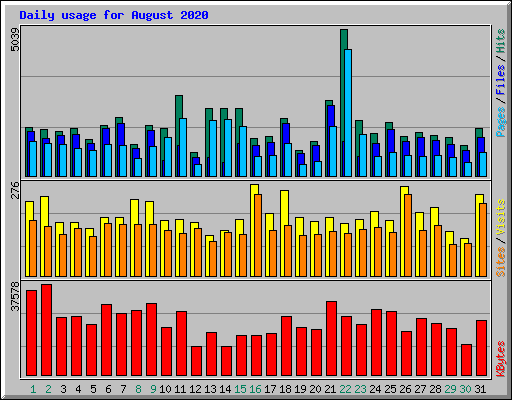 Daily usage for August 2020