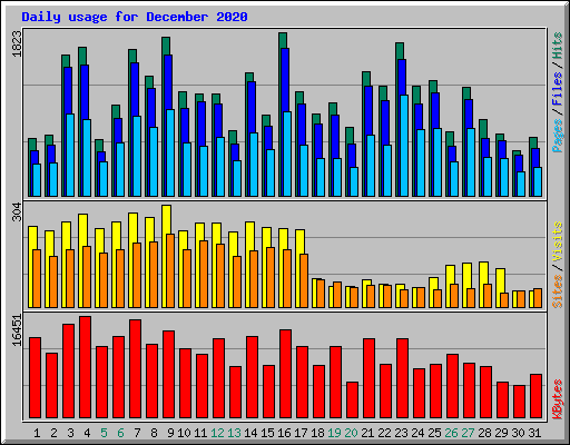 Daily usage for December 2020