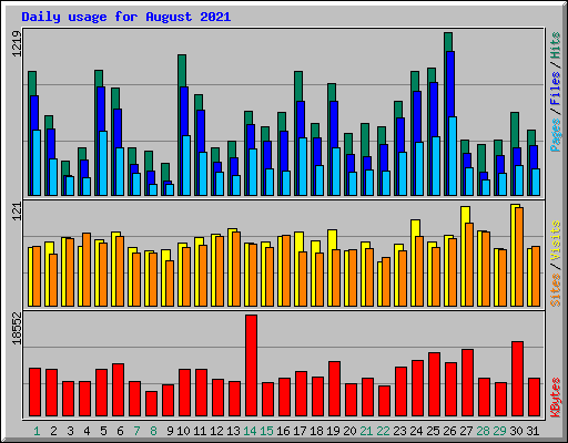 Daily usage for August 2021
