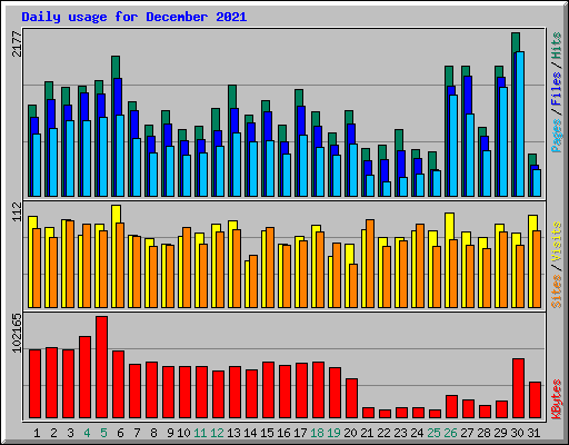 Daily usage for December 2021