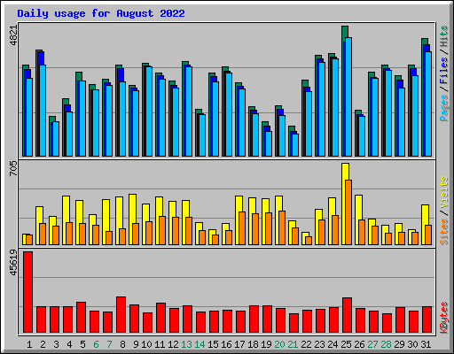 Daily usage for August 2022