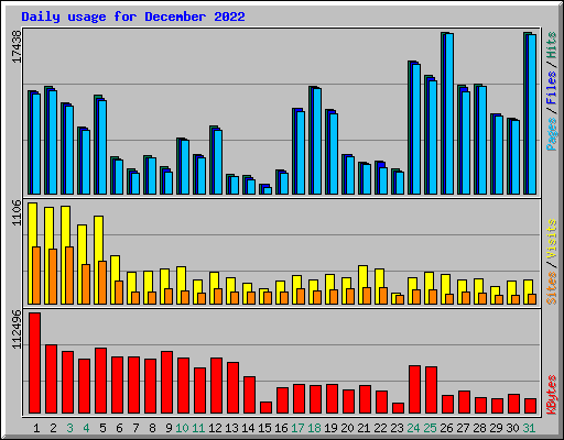 Daily usage for December 2022