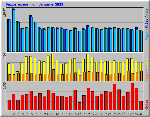 Daily usage for January 2023
