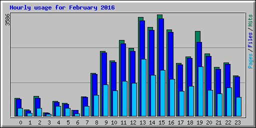 Hourly usage for February 2016