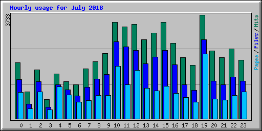 Hourly usage for July 2018